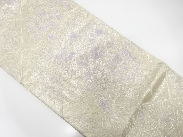 JAPANESE KIMONO / ANTIQUE FUKURO OBI / SILK / WOVEN FLOWER ROUNDEL